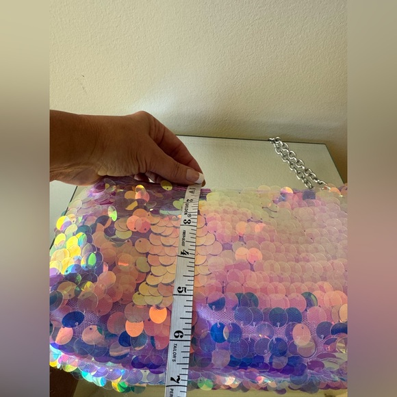 Claire's Purple Sequin Shoulder Bag - Picture 6 of 6